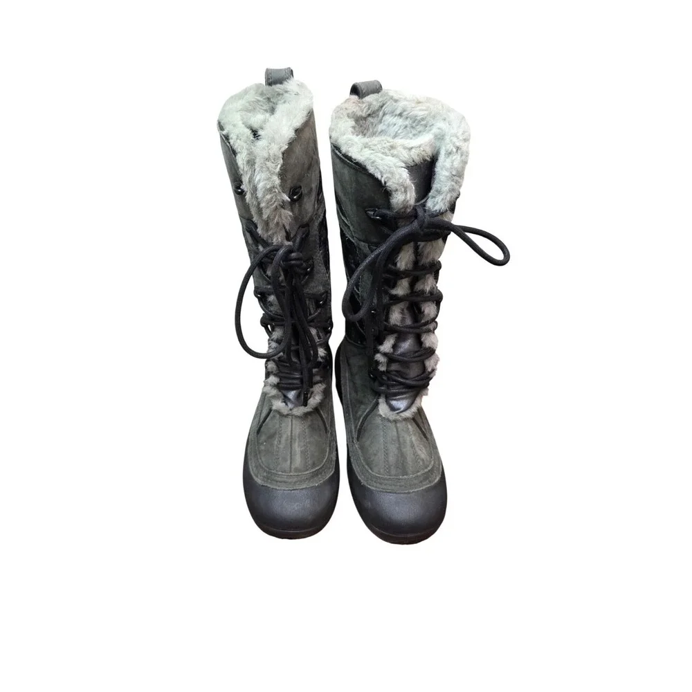 Columbia Women's Omni-Heat Quilted Winter Boots Size 6 Gray Faux Fur Lined Water